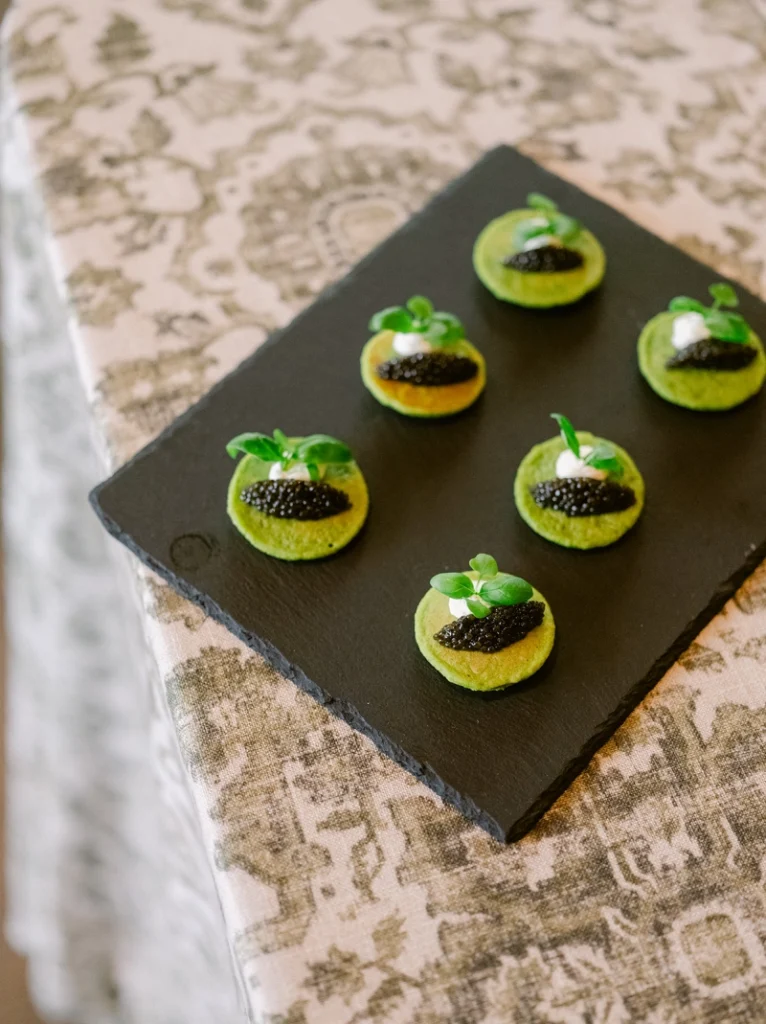 gourmet caviar canapés served - valley girls napa