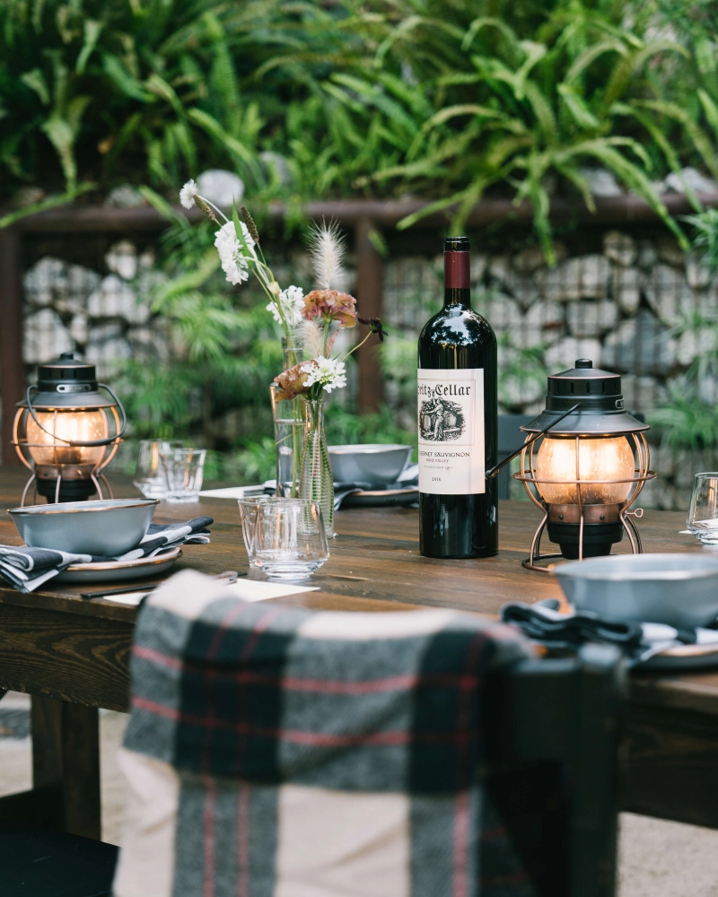 Outdoor wine tablescape