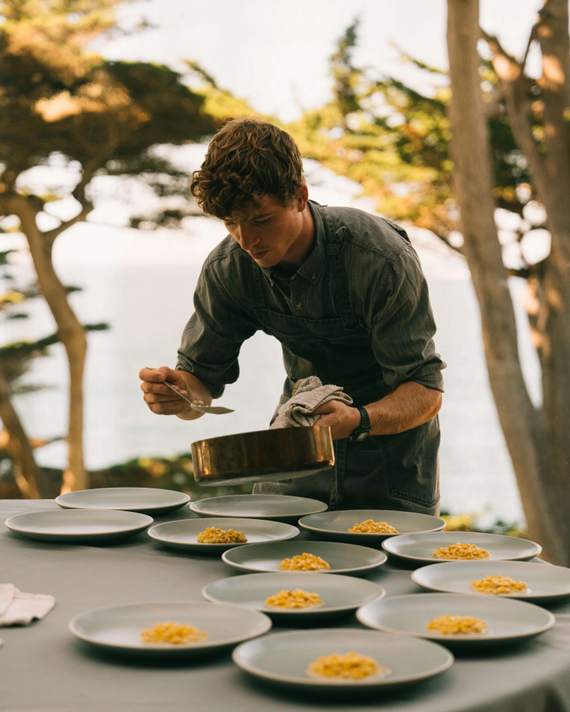 Chef plating dish