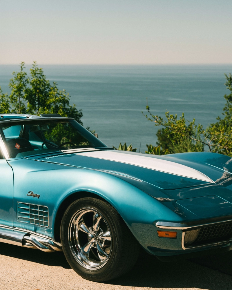 Blue convertible drive