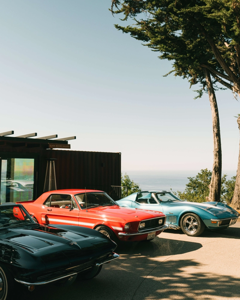 Red classic car rally