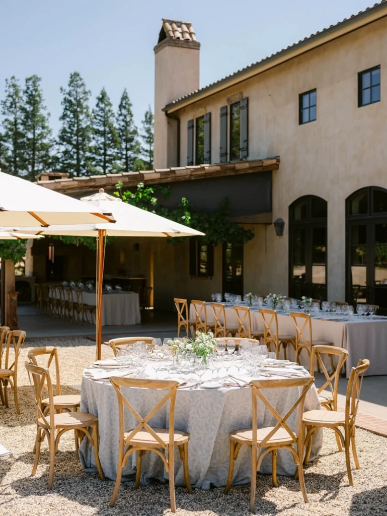 Napa winery lunch setup