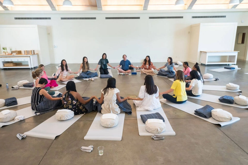 Indoor yoga class