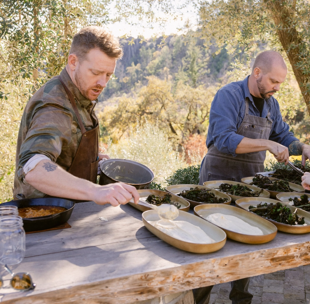 Live-fire chef cooking