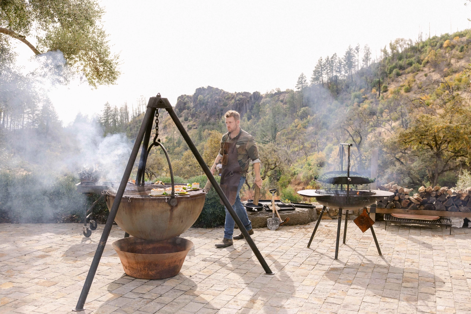 Live-fire chef in action