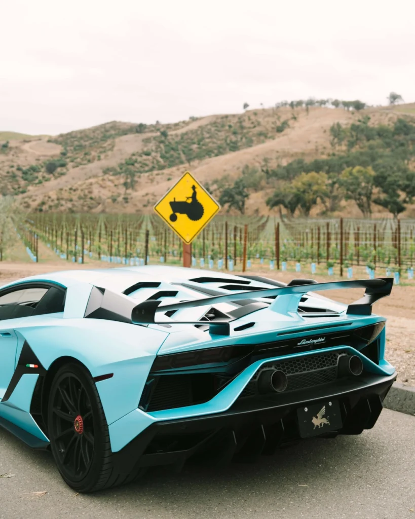 Blue Lamborghini drive